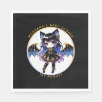Goth Baby Girl Shower Bat Vampire Partyware Napkins