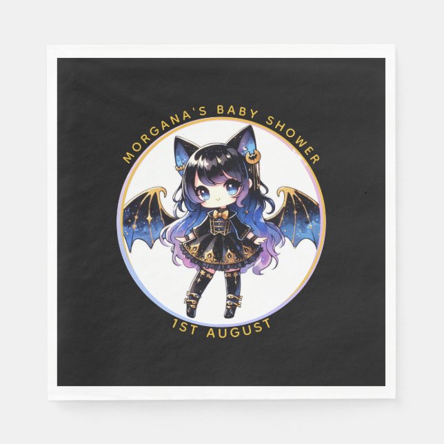 Goth Baby Girl Shower Bat Vampire Partyware Napkins (Front)