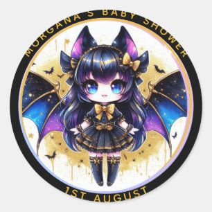 Goth Baby Girl Shower Bat Vampire Thank You Classic Round Sticker