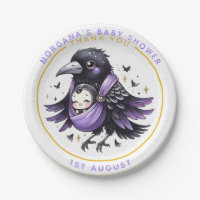 Goth Baby Girl Shower Bat Vampire Thank You  Paper Plates