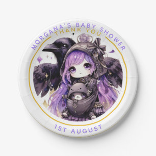 Goth Baby Girl Shower Bat Vampire Thank You Paper Plates