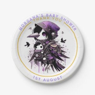 Goth Baby Girl Shower Bat Vampire Thank You Paper Plates