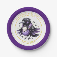 Goth Baby Girl Shower Delivered by Crow Thank You  Paper Plates