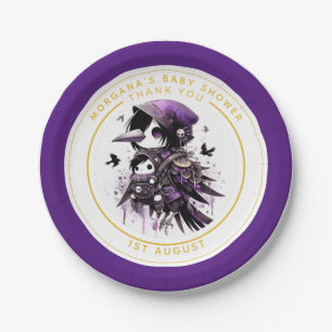 Goth Baby Girl Shower Delivered by Crow Thank You Paper Plates