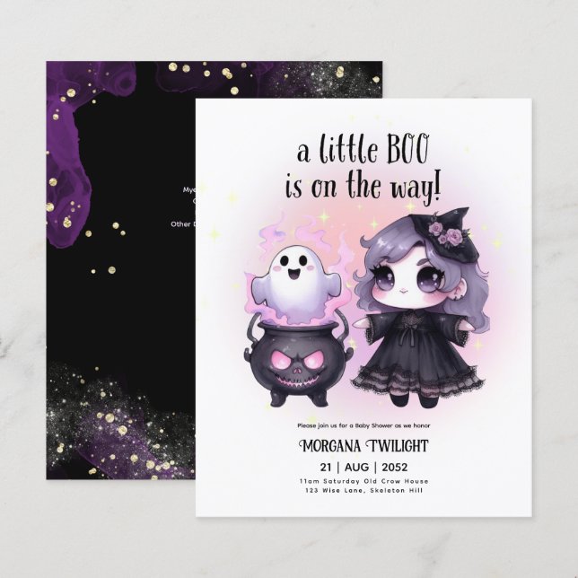 Goth Baby Girl Witch Little Boo on the Way (Front/Back)
