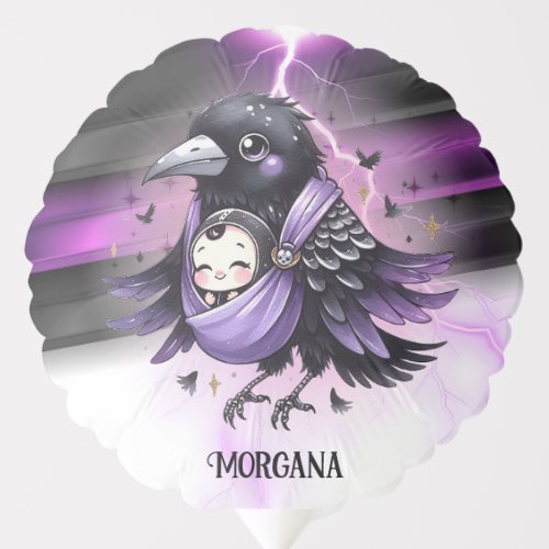 Goth Baby on Way Crow Black Purple Baby Shower Balloon
