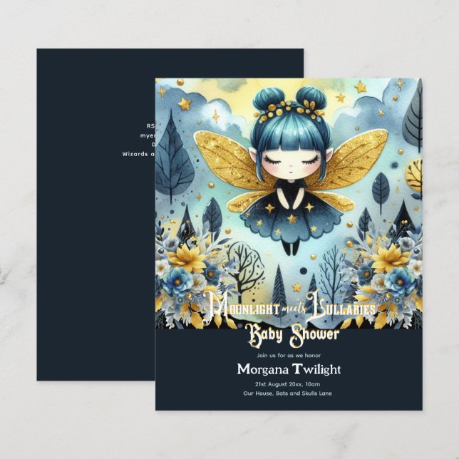 Goth Baby Shower Cute Girl Moonlight Lullabies (Front/Back)