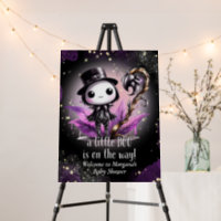 Goth Baby Shower Gender Neutral Purple Black Crow Foam Board