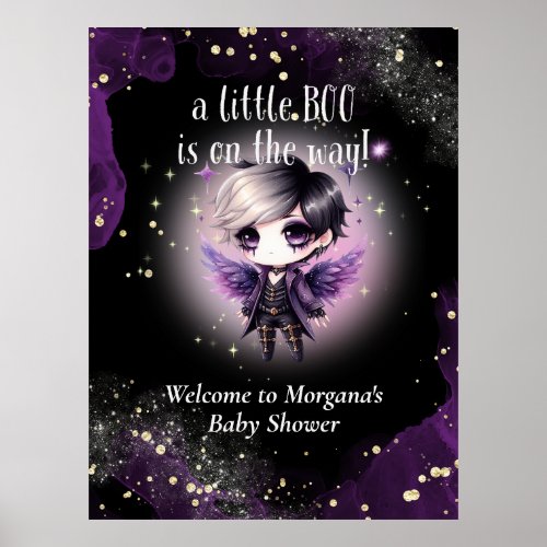 Goth Baby Shower Gender Neutral Purple Black Crow Poster