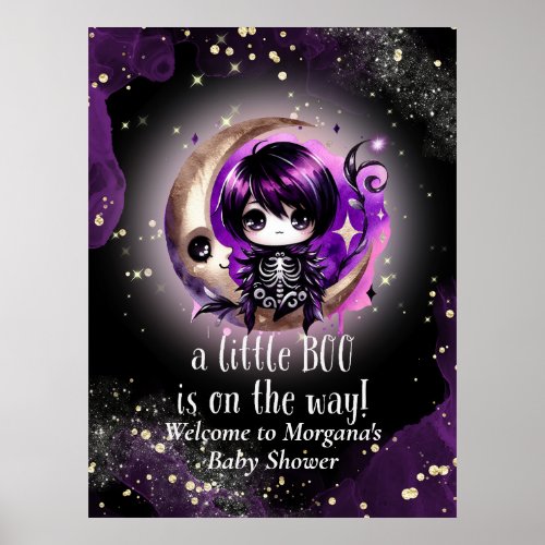 Goth Baby Shower Gender Neutral Purple Black Crow Poster