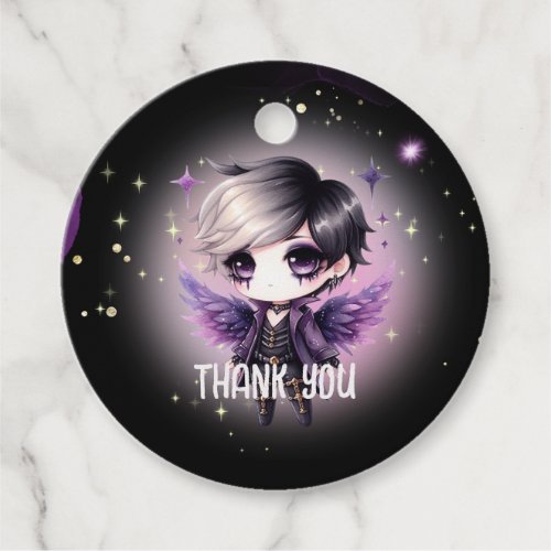 Goth Baby Shower Purple Black Kawaii Chibi Anime Favor Tags