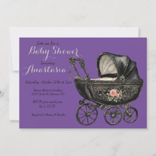 Goth Baby Stroller Girl Baby Shower Invitation