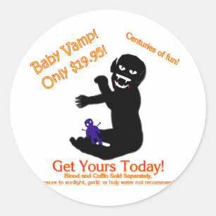 Goth Baby Vampire Voodoo Doll Halloween Humor Classic Round Sticker