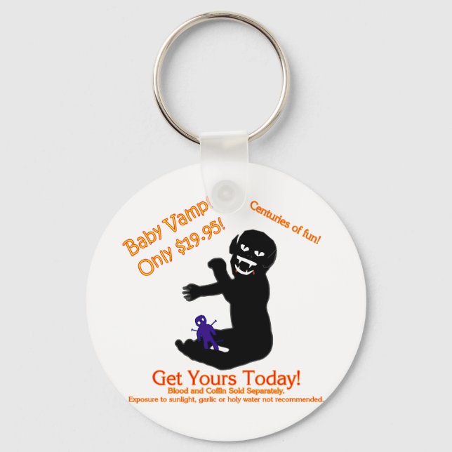 Goth Baby Vampire Voodoo Doll Halloween Humor Keychain (Front)