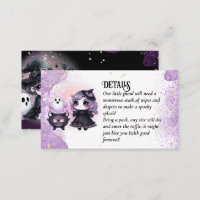 Goth Baby Witch Shower Purple Black Diaper Raffle Enclosure Card