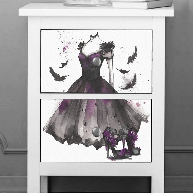 Goth Bat Fashion | Purple Gray Dress High Heels Tissue Paper (Creator Uploaded)