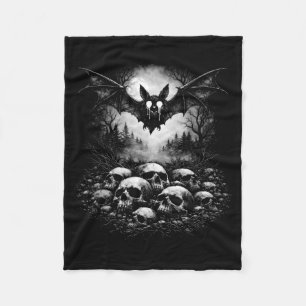Goth bat skulls dark horror art gothic girl creepy fleece blanket