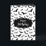 Goth Bats Happy Birthday Card<br><div class="desc">Black and white Gothic themed birthday card with flying bats across the front. All text on the front and inside is fully editable to add your own names and messages</div>