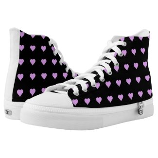 Goth Black and Pink Heart Design High-Top Sneakers