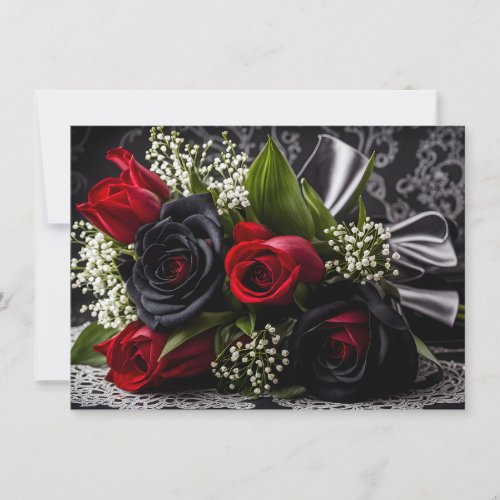 Goth Black and Red Roses Bouquet Valentine Holiday Card