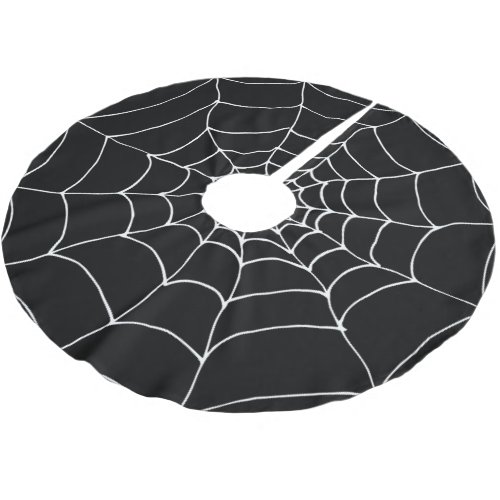 Goth Black and White Spiders Web Cobweb Christmas Brushed Polyester Tree Skirt