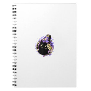 Goth Black Cat Shirt Halloween Cat Evil Witch Cat Notebook
