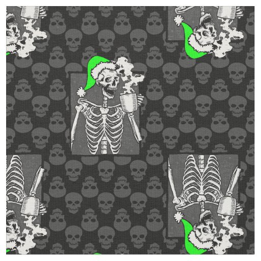 goth black christmas skull coffee skeleton green fabric