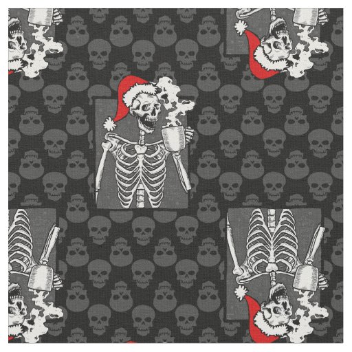 goth black christmas skull coffee skeleton red fabric