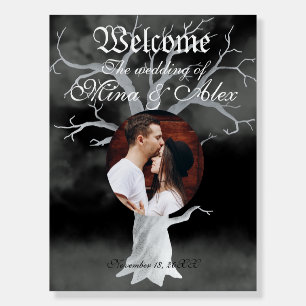 Goth Black Dark Forest Photo Wedding Welcome Foam Board