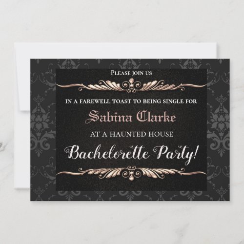 Goth Black  Gold Chic Bachelorette Party Invite
