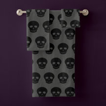 Goth Black Gray Skull Pattern