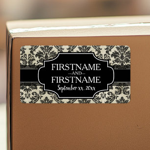 Goth Black Lace and Parchment Wedding Anniversary Label