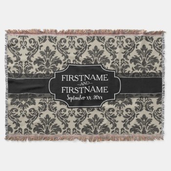 Goth Black Lace And Parchment Wedding Anniversary Throw Blanket by JustWeddings at Zazzle