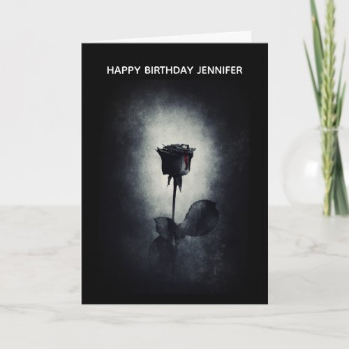 Goth Black Rose Dripping Blood Macabre Birthday Card