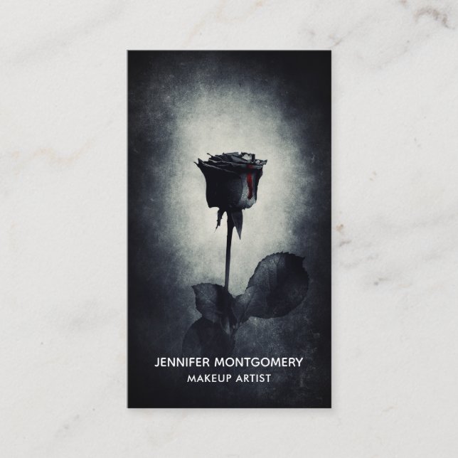 Goth Black Rose Dripping Blood Macabre Business Card (Front)