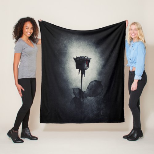 Goth Black Rose Dripping Blood Macabre Fleece Blanket