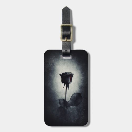 Goth Black Rose Dripping Blood Macabre Luggage Tag