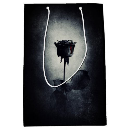 Goth Black Rose Dripping Blood Macabre Medium Gift Bag