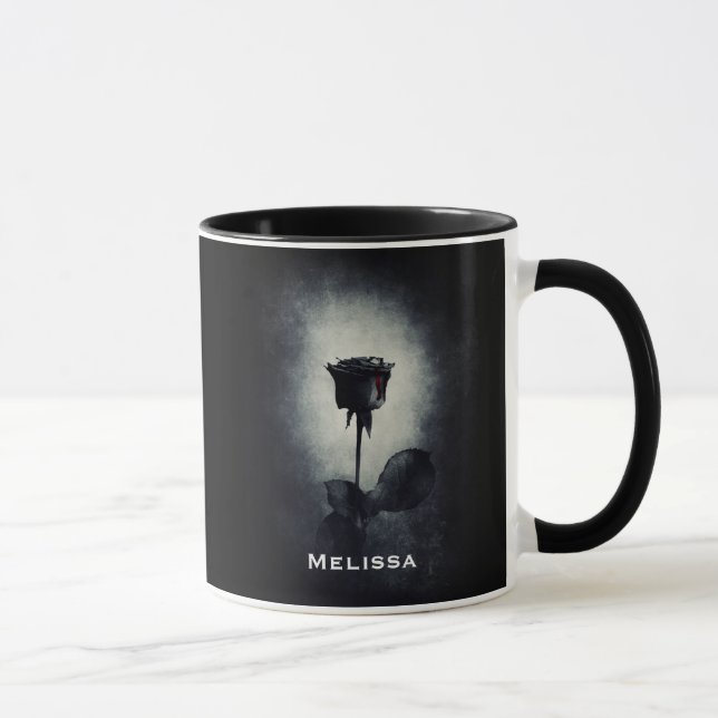 Goth Black Rose Dripping Blood Macabre Mug (Right)