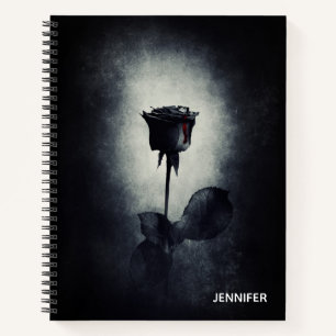 Goth Black Rose Dripping Blood Macabre Notebook