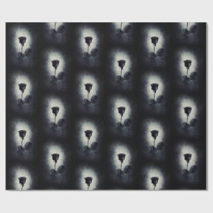 Goth Black Rose Dripping Blood Macabre Pattern Wrapping Paper