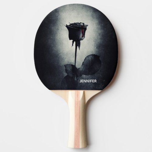 Goth Black Rose Dripping Blood Macabre Ping Pong Paddle