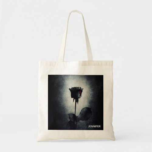 Goth Black Rose Dripping Blood Macabre Tote Bag