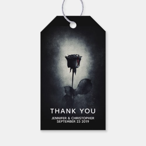 Goth Black Rose Dripping Blood Macabre Wedding Gift Tags