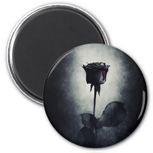 Goth Black Rose Dripping Blood on Black Grunge Magnet