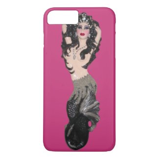 Goth Black Scales Mermaid Raspberry iPhone Case