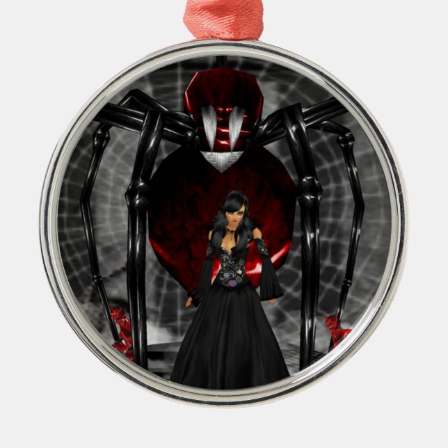 Goth Black Spider Round Ornament (Front)