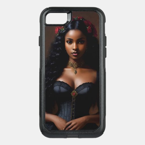 Goth Black Woman Red Roses OtterBox Commuter iPhone SE87 Case