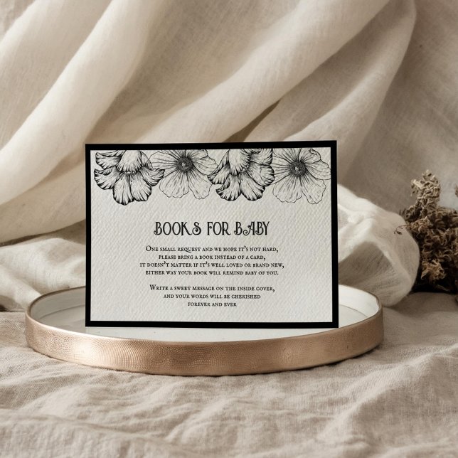 Goth Books for Baby Shower Skull & Flowers Enclosure Card (Creator Uploaded)