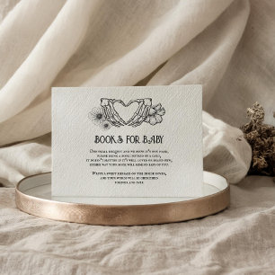 Goth Books for Baby Shower Skull & Flowers Enclosure Card